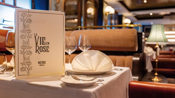 A menu on the table in La Vie en Rose